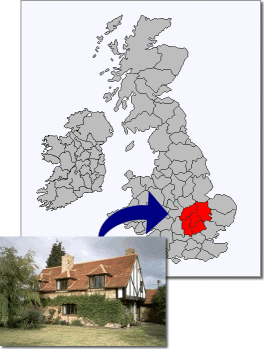 UK Map with Bedford area highlighted